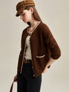COMOBOCA 100% Cashmere Women's Two-Tone Buttoned Cardigan