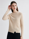 COMOBOCA 100% Cashmere Women's Cable Heart Patterned Knit Sweater
