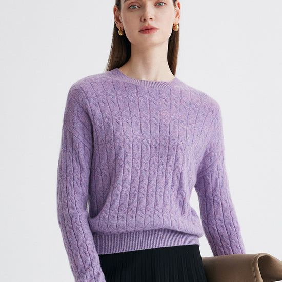 COMOBOCA 100% Cashmere Women's Cable Knit Sweater
