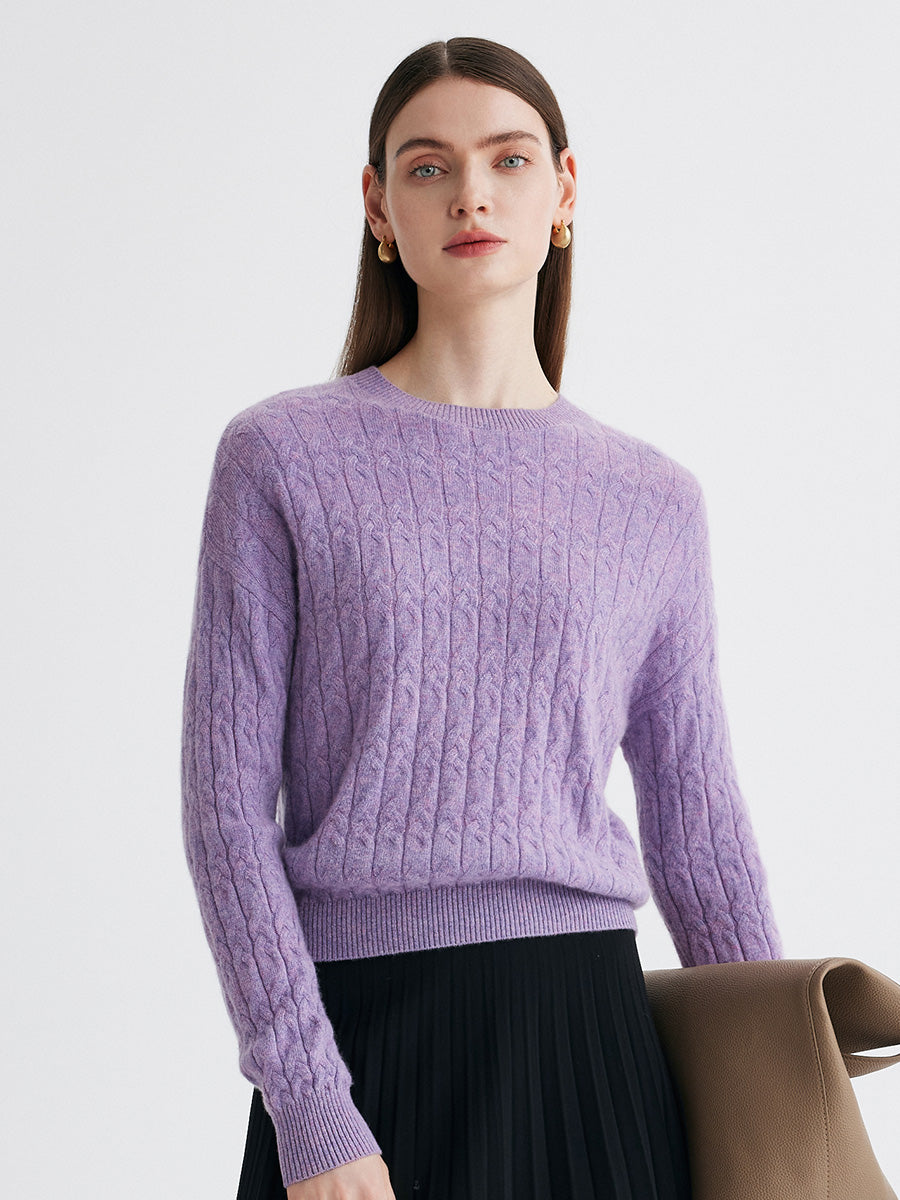 COMOBOCA 100% Cashmere Women's Cable Knit Sweater