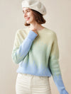 COMOBOCA 100% Cashmere Women's Ombre Gradient Color Knit Sweater