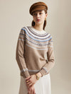 COMOBOCA 100% Wool Women's Fair Isle Sweater