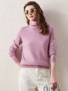 COMOBOCA LIGHT PURPLE 100% Wool Women's Ribbed Turtleneck Sweater