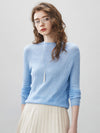 COMOBOCA Light Blue Women's Round Neck Knit Sweater