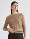 COMOBOCA 100% Cashmere Women's Cable Knit Round Neck Sweater