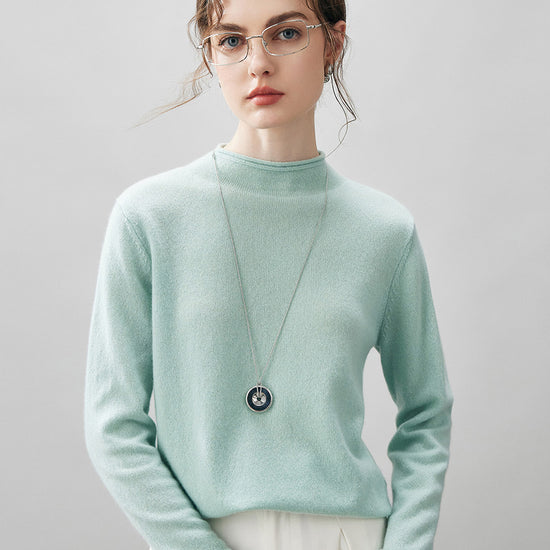 COMOBOCA 100% Cashmere Women's Round Neck Knit sweater