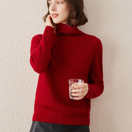 COMOBOCA 100% Cashmere Women's Turtleneck Knit Sweater