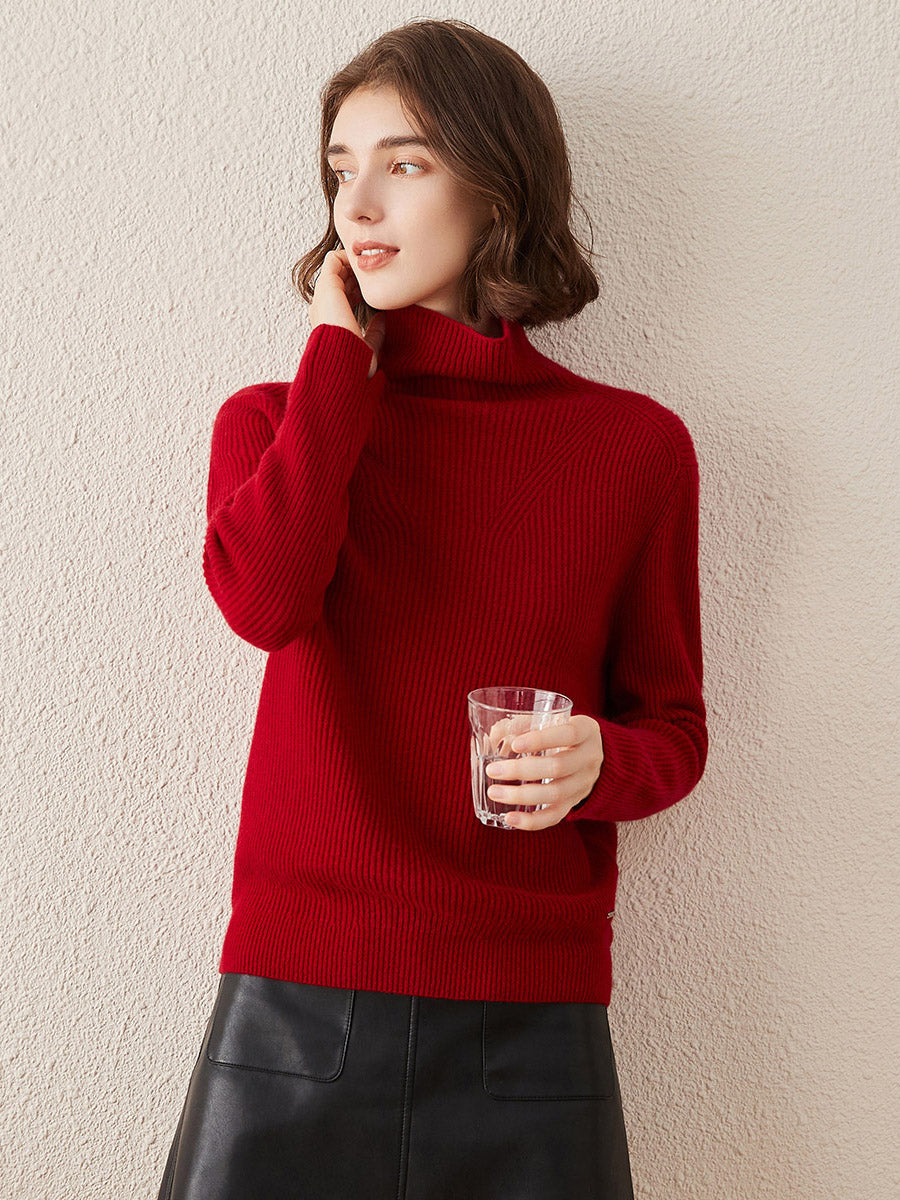 COMOBOCA 100% Cashmere Women's Turtleneck Knit Sweater