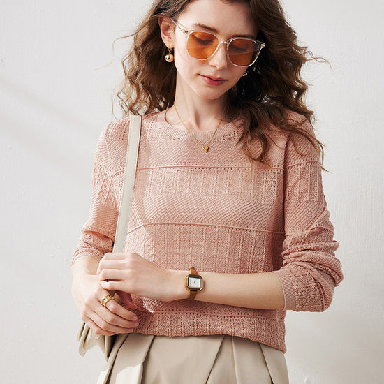 COMOBOCA Women's Stylish Textured Knit Sweater