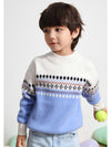COMOBOCA LIGHT BLUE 100% Wool Kids' Mock Neck Jacquard Sweater