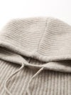 COMOBOCA 100% Cashmere Women's Ribbed Cozy Reversible Knit Hood