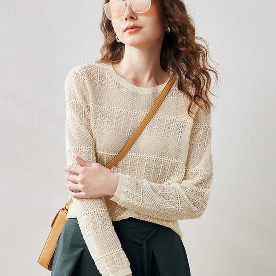 COMOBOCA Women's Stylish Textured Knit Sweater