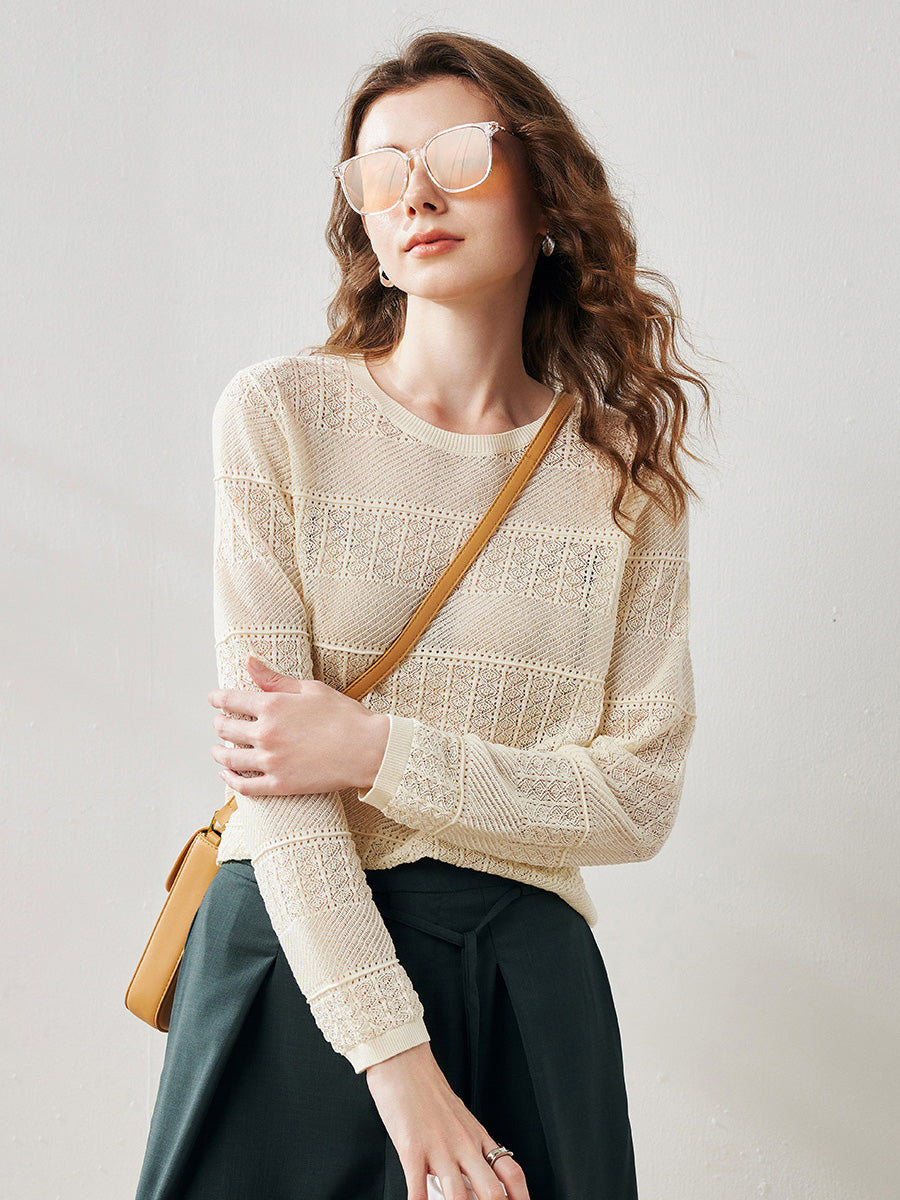 COMOBOCA Women's Stylish Textured Knit Sweater