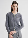 COMOBOCA Gray 100% Cashmere Women's Cable Knit Button Front Cardigan