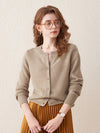 COMOBOCA LIGHT TAN 100% Wool Women's Cardigan Sweater