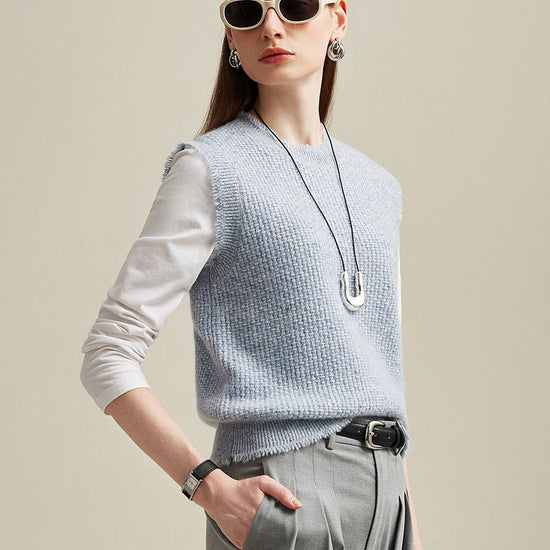 COMOBOCA 100% Cashmere Women's Textured Knit Sweater Vest