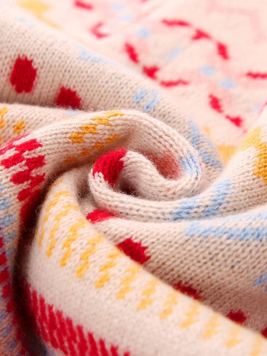 COMOBOCA 100% Wool Kids' Colorful Nordic Pattern Knit Sweater