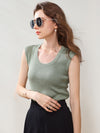 COMOBOCA Light Green Women's Ribbed V-Neck Tank Top
