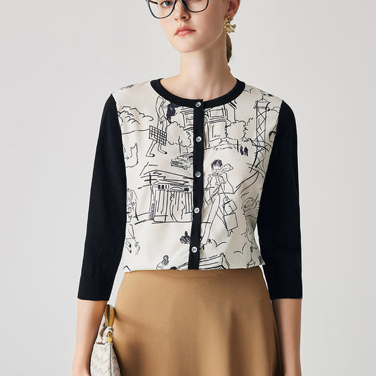 COMOBOCA Women's Floral Patterned Button-Down Cardigan