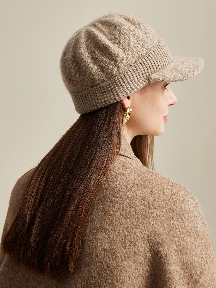 COMOBOCA 100% Cashmere Women's Knit Newsboy Cap