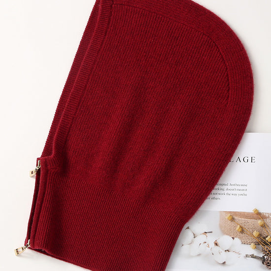 COMOBOCA 100% Cashmere Women's Zip Up Knit Hooded Neck Warmer