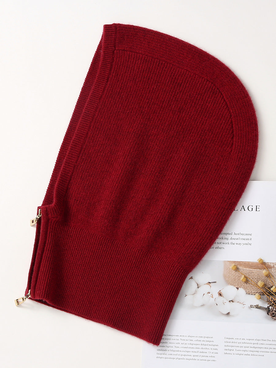 COMOBOCA 100% Cashmere Women's Zip Up Knit Hooded Neck Warmer