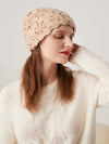 COMOBOCA 100% Cashmere Women's Floral Crochet Knit Beanie