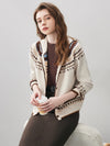 COMOBOCA 100% Wool Women's Fair Isle Knit Hoodie