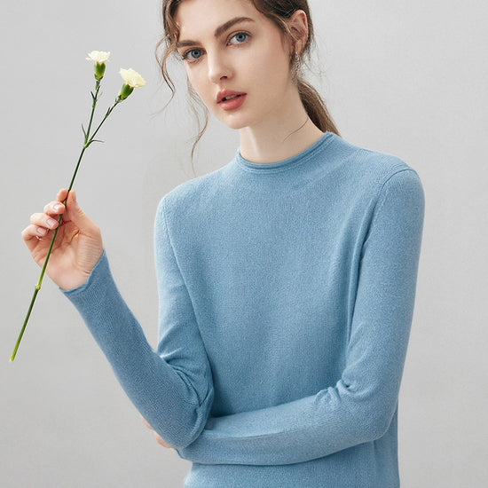 COMOBOCA 100% Cashmere Women's Round Neck Knit sweater