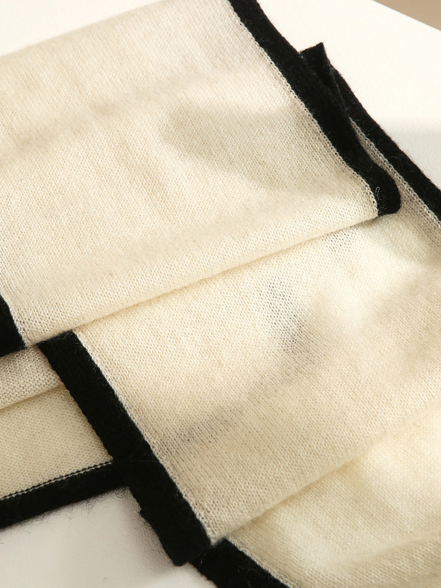 COMOBOCA 100% Cashmere Women's Striped Knit Scarf