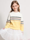 COMOBOCA YELLOW 100% Wool Kids' Mock Neck Jacquard Sweater