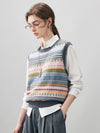 COMOBOCA 100% Cashmere Women's Striped Knit Vest