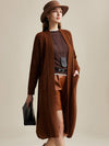 COMOBOCA 100% Wool Women's Cardigan Long Knit Coats with Pockets