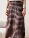 COMOBOCA Women's Plaid Wool Knit A Line Skirt