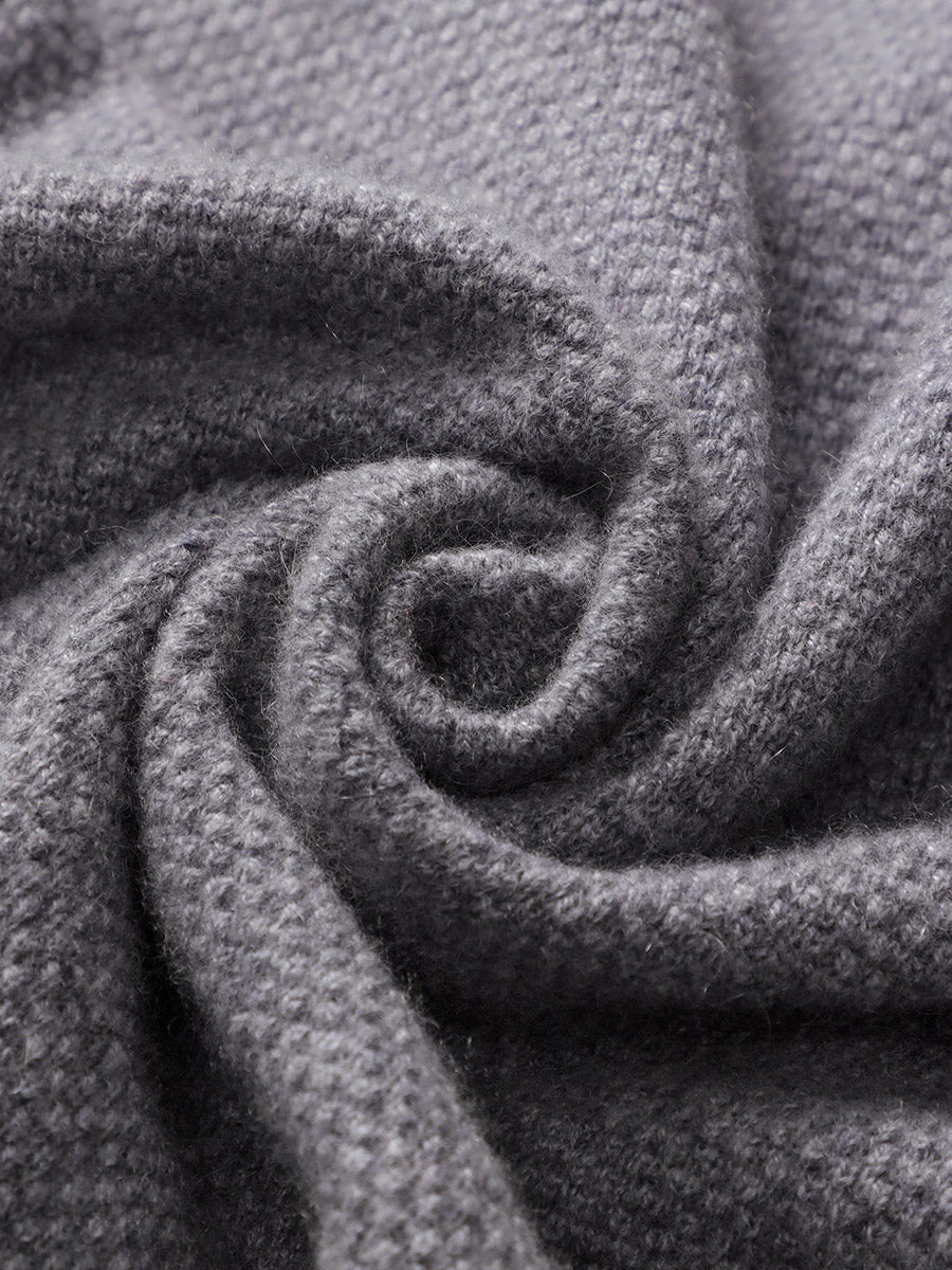 COMOBOCA 100% Cashmere Women's Striped Sleeve Knit Pocket Cardigan