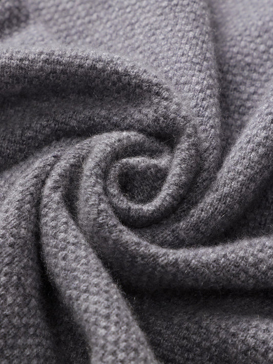 COMOBOCA 100% Cashmere Women's Striped Sleeve Knit Pocket Cardigan