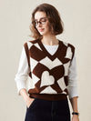 COMOBOCA Caramel 100% Cashmere Women's Vintage Inspired Knit Vest