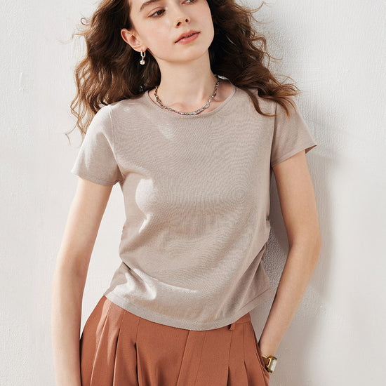 COMOBOCA Spring Garden Women's Round Neck Knit T-Shirt