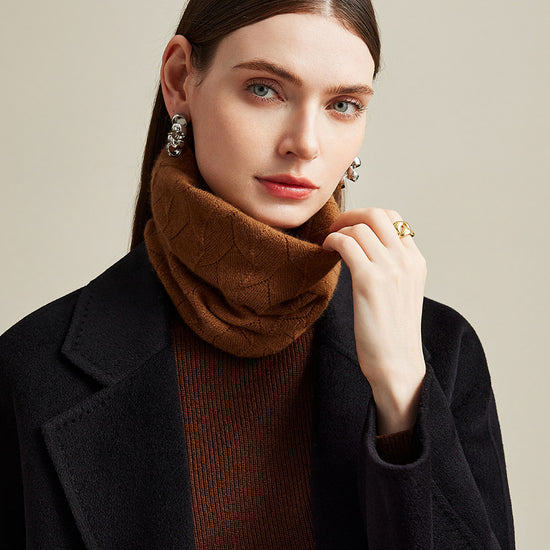 COMOBOCA Brown 100% Cashmere Women's Knit Neck Warmer