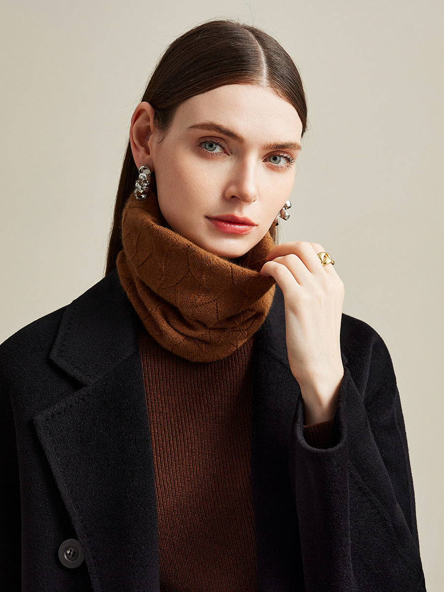 COMOBOCA Brown 100% Cashmere Women's Knit Neck Warmer