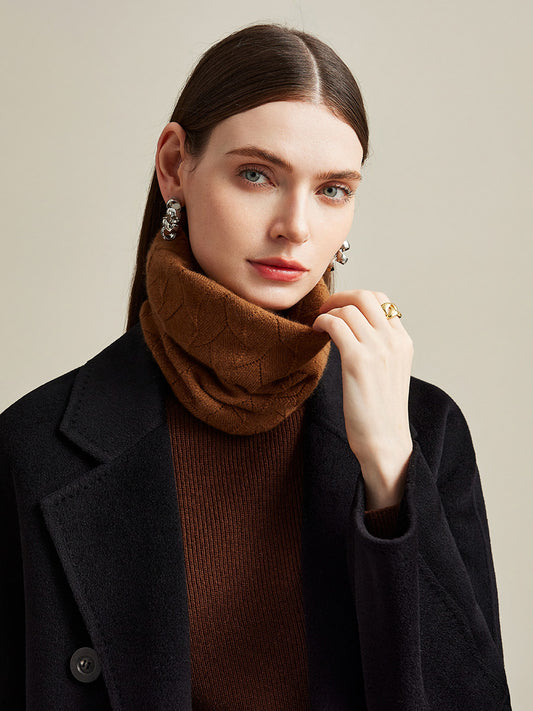 COMOBOCA Brown 100% Cashmere Women's Knit Neck Warmer