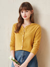 COMOBOCA Yellow 100% Wool Women's V-Neck Button Up Cardigan