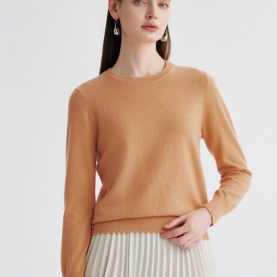 COMOBOCA Bronze 100% Cashmere Women's Round Neck Sweater