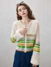 COMOBOCA Women's Rainbow Striped Button Down Cardigan