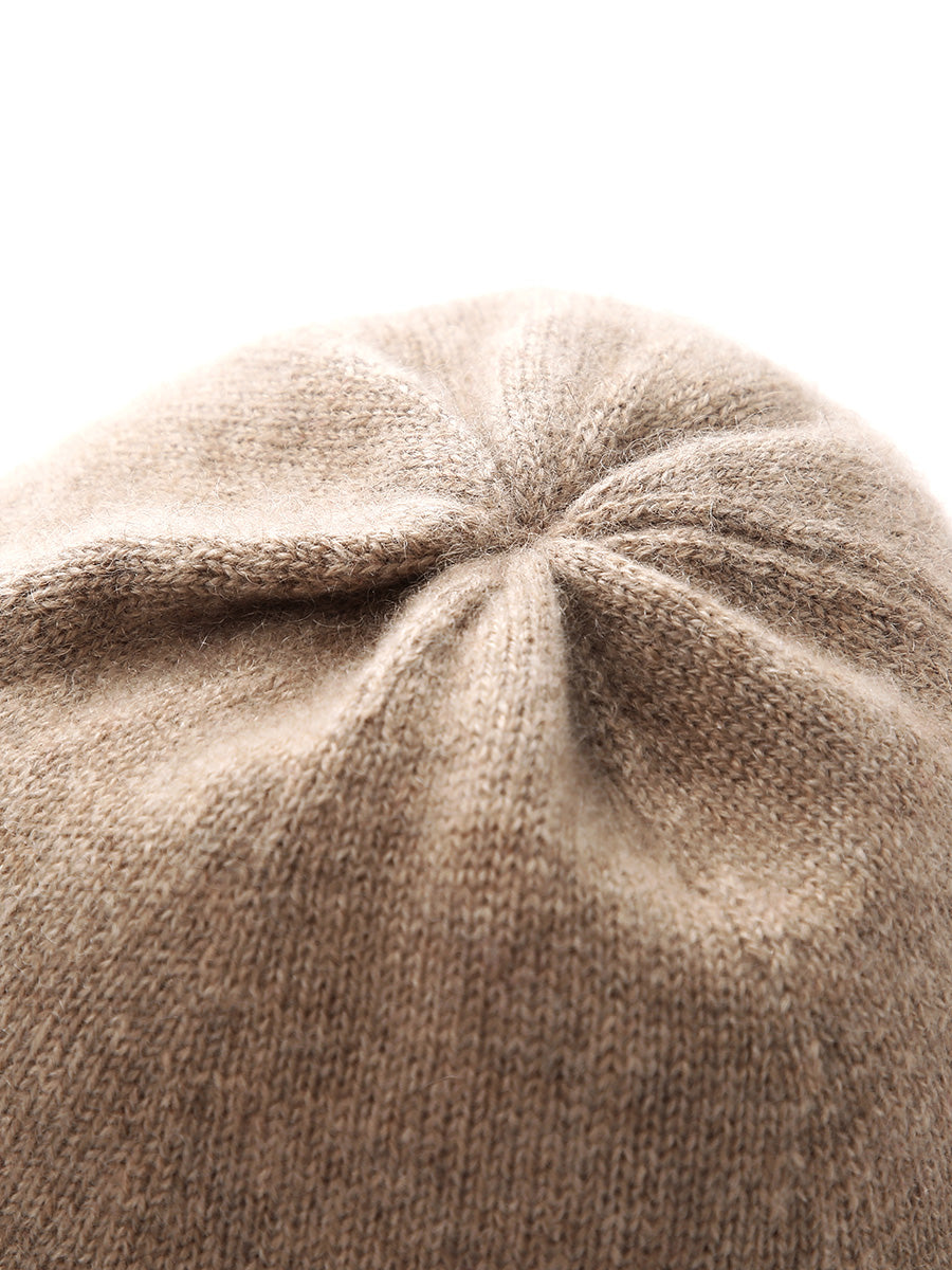 COMOBOCA 100% Cashmere Women's Knit Beanie with Ties