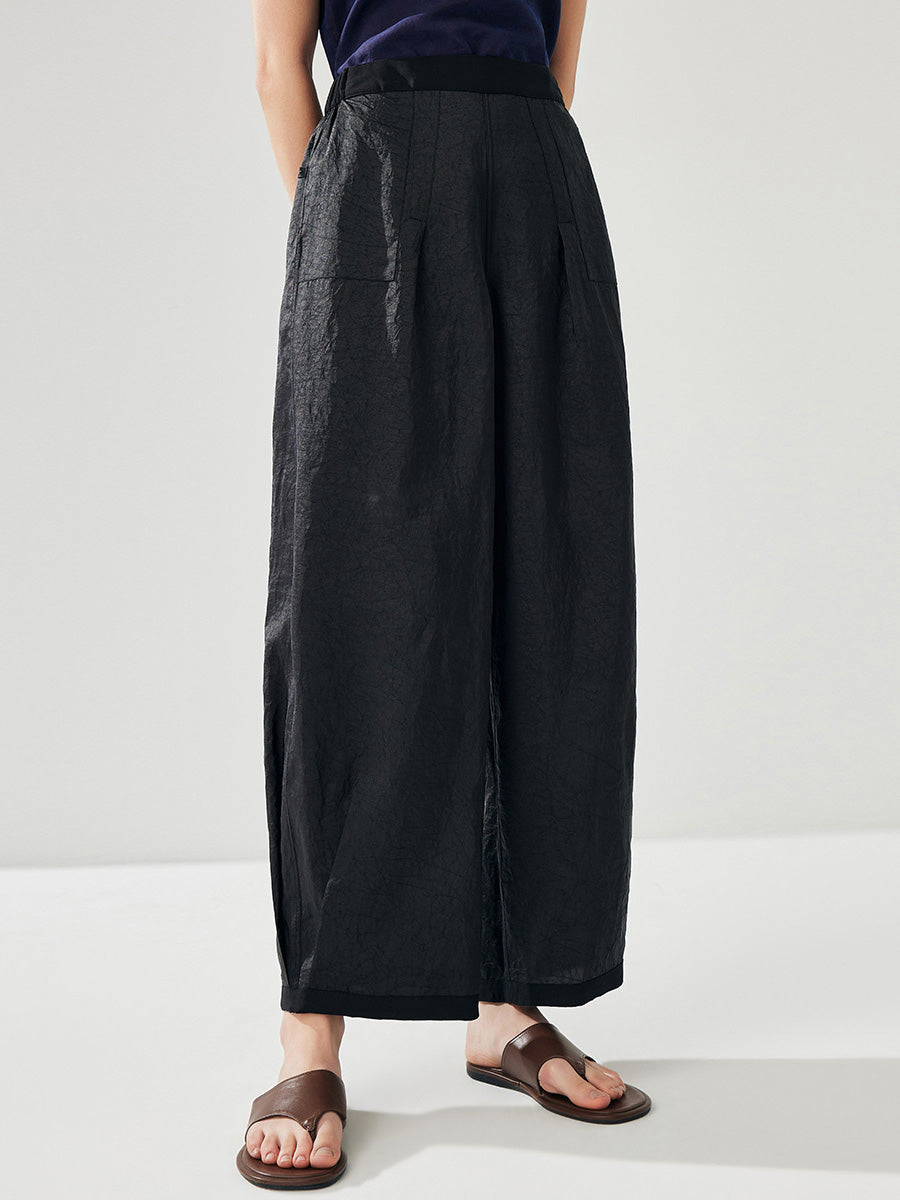COMOBOCA 100% Mulberry Silk Women's Reversible High Waist Pants