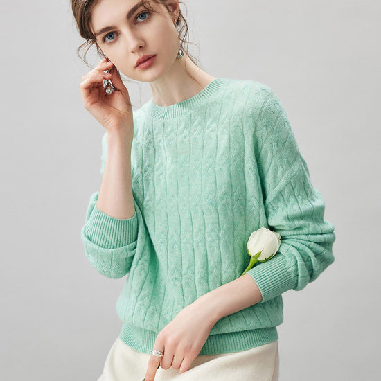 COMOBOCA 100% Cashmere Women's Cable Knit Sweater