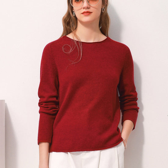 COMOBOCA RED 100% Cashmere Women's Loose Knit Sweater