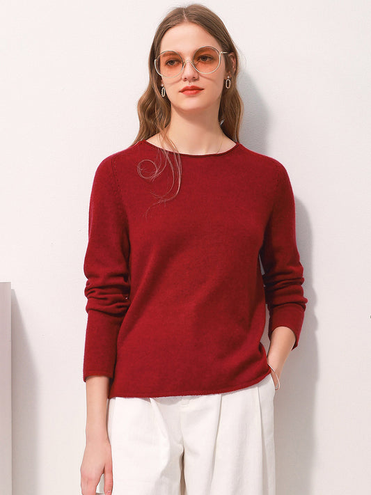 COMOBOCA RED 100% Cashmere Women's Loose Knit Sweater