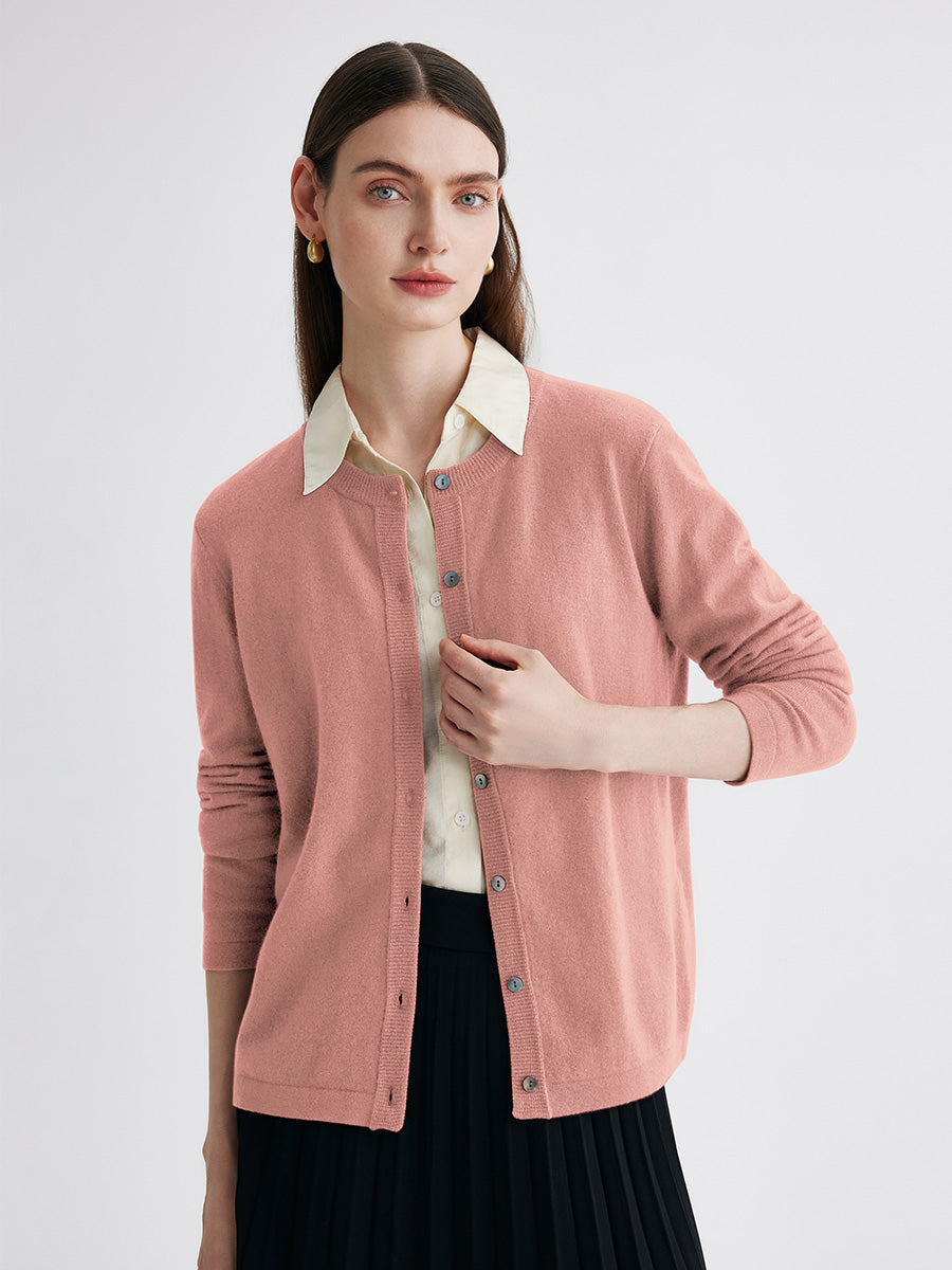 COMOBOCA 100% Cashmere Women's Button-Up Cardigan